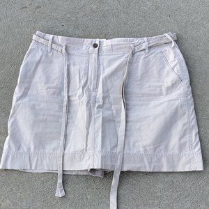 Lands' End Light Tan Khaki Cotton Skort Mini Skirt and Sash Belt 16